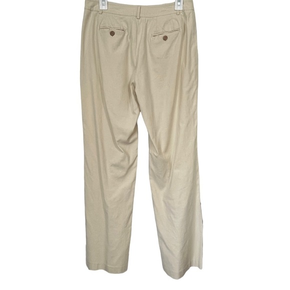 Evelyn Linen-Blend Cream Colored Trousers Size 6 - Picture 2 of 10
